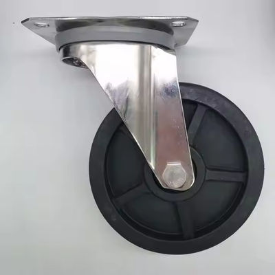Roues de ricin pivotantes en acier inoxydable noir de 50 mm de largeur de bande de roulement résistant à la chaleur