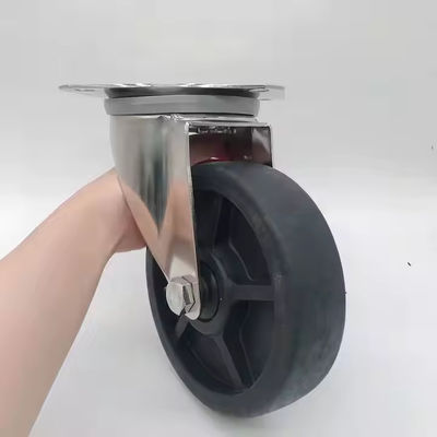 Roues de ricin pivotantes en acier inoxydable noir de 50 mm de largeur de bande de roulement résistant à la chaleur