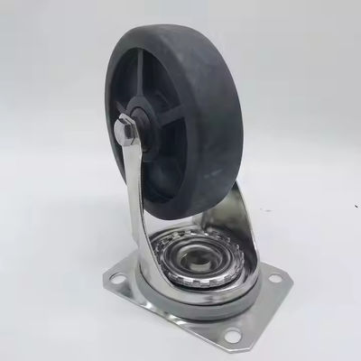 Roues de ricin pivotantes en acier inoxydable noir de 50 mm de largeur de bande de roulement résistant à la chaleur