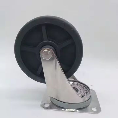 Roues de ricin pivotantes en acier inoxydable noir de 50 mm de largeur de bande de roulement résistant à la chaleur