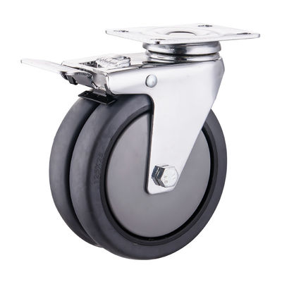 Les roues à roulettes TPR 75 mm 100 mm 125 mm PU roulettes à roulettes industrielles jumelles