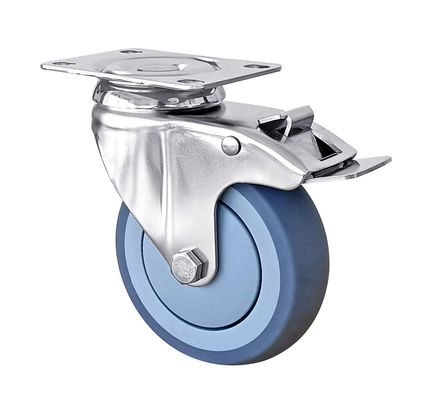 Roues de roulement en acier inoxydable bleu TPR à charge moyenne 100 kg-150 kg