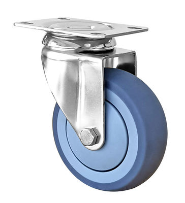 Roues de roulement en acier inoxydable bleu TPR à charge moyenne 100 kg-150 kg