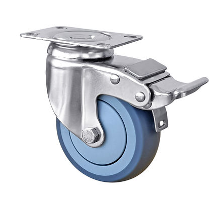 Roues de roulement en acier inoxydable bleu TPR à charge moyenne 100 kg-150 kg