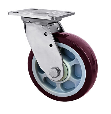 OEM ODM roulettes en acier inoxydable roulettes en polyuréthane rouge lourdes