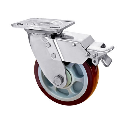 OEM ODM roulettes en acier inoxydable roulettes en polyuréthane rouge lourdes