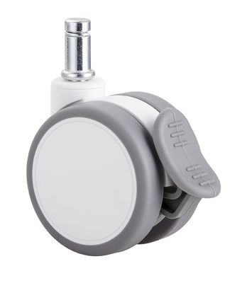 2.5 pouces blanc silencieux roue à roulettes jumelles avec plaque supérieure / seul frein