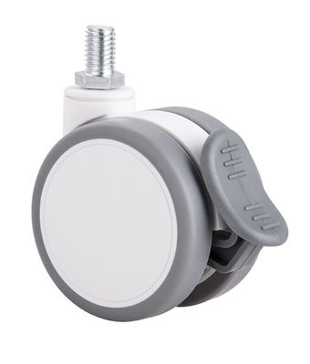 2.5 pouces blanc silencieux roue à roulettes jumelles avec plaque supérieure / seul frein