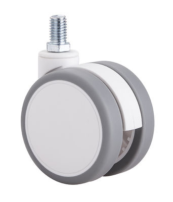 2.5 pouces blanc silencieux roue à roulettes jumelles avec plaque supérieure / seul frein